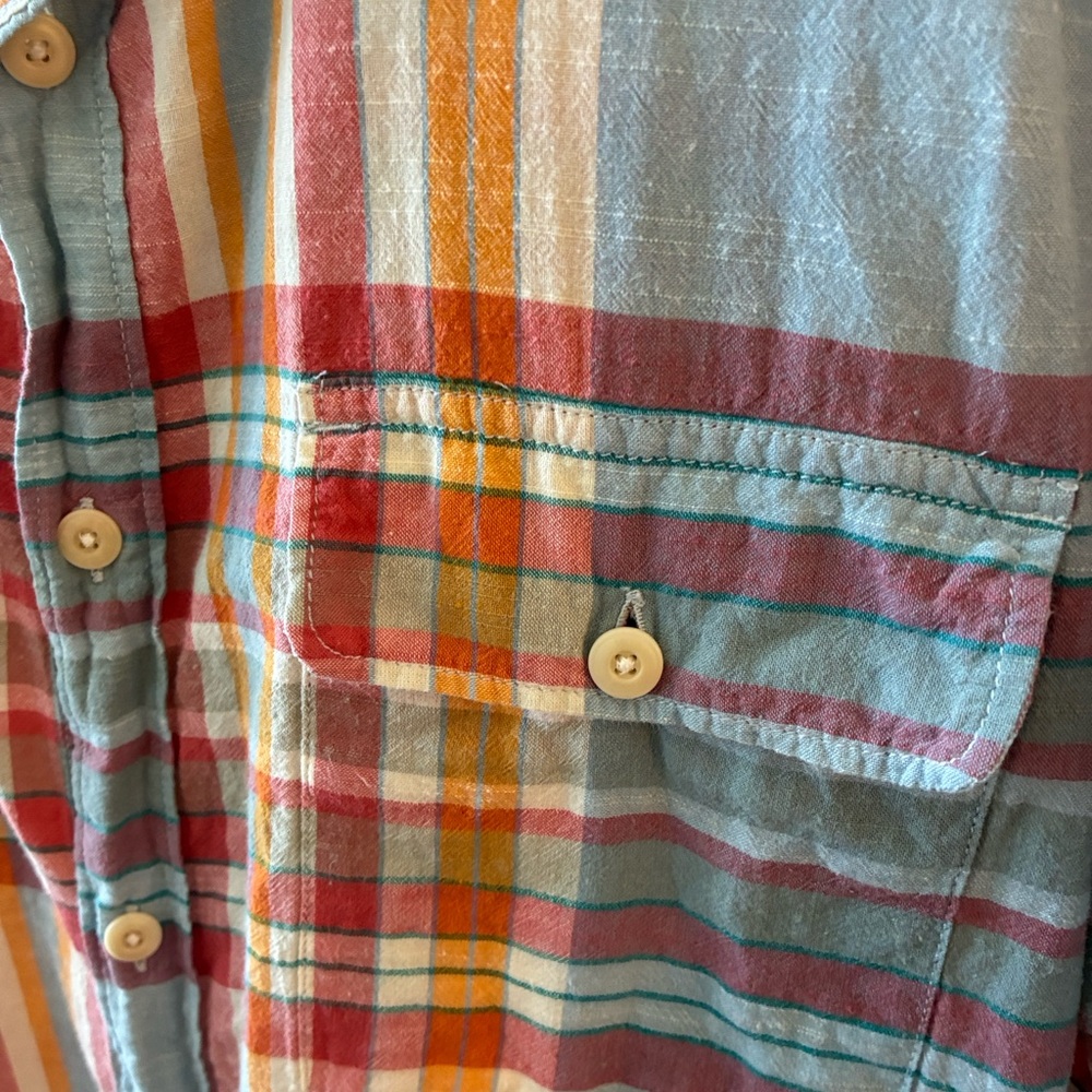 Lucky Brand Mens XL plaid short sleeve button down 100% cotton EUC - Picture 5 of 5